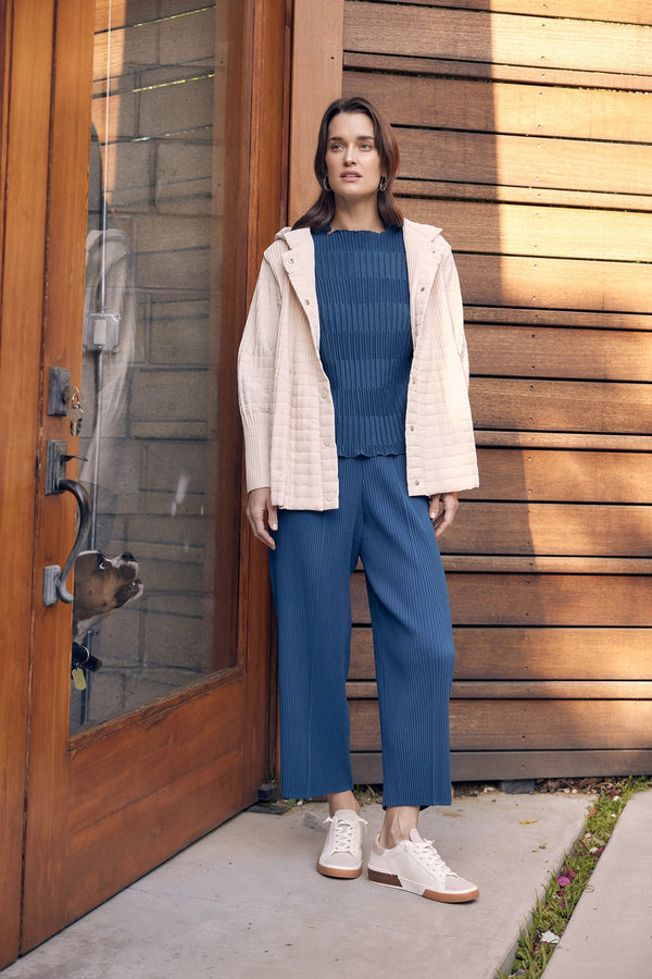 Julia Pin Tuck Double Knit Plissé Casual Pant