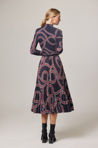(BACK IN STOCK) Inès Ribbon Print Pleated Skirt