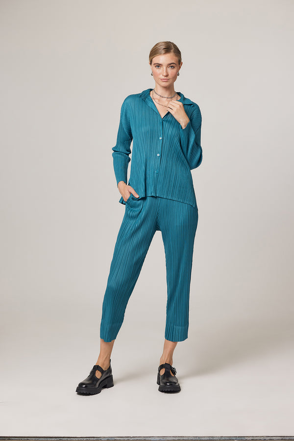 London Essential Plissé Satin Blouse