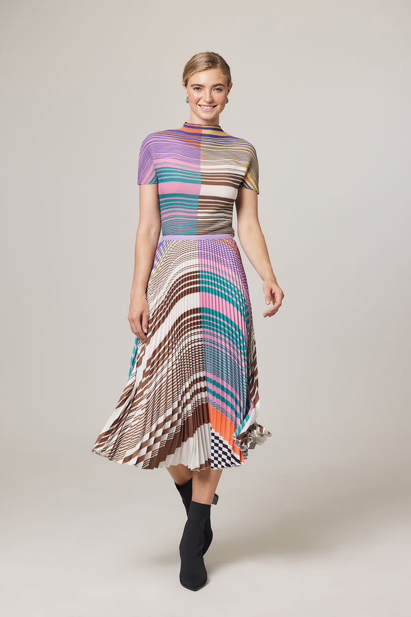 Nadia Stripe and Check 3D Honeycomb Top