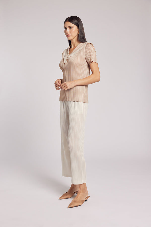 Nora V-neck Sailor Plissé Satin Top