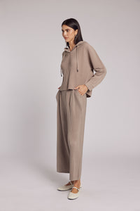 Vivian Hooded Double Knit Plissé Pull Over