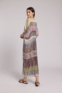Savanna Painterly Stripes Plissé Kaftan Dress