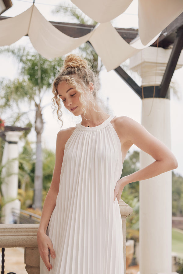 Luna Bay Halter Pleated Dress