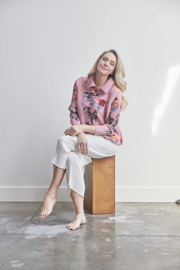 Elizabeth Rose Garden Crystal Pleats Shirt