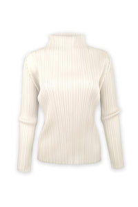 Harper Mockneck Long Sleeve Plissé Satin Top