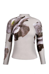 Agata Coral Print 3D Honeycomb Texture Top