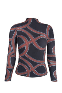 (BACK IN STOCK) Inès Ribbon Print 3D Honeycomb Texture Top