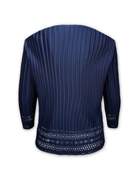 Penelope Peek-a-Boo Pointelle Plissé Cardigan