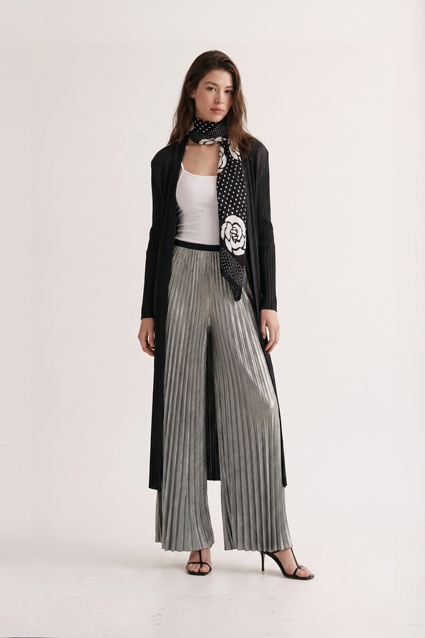 Charlotte Plissé Satin Long Duster