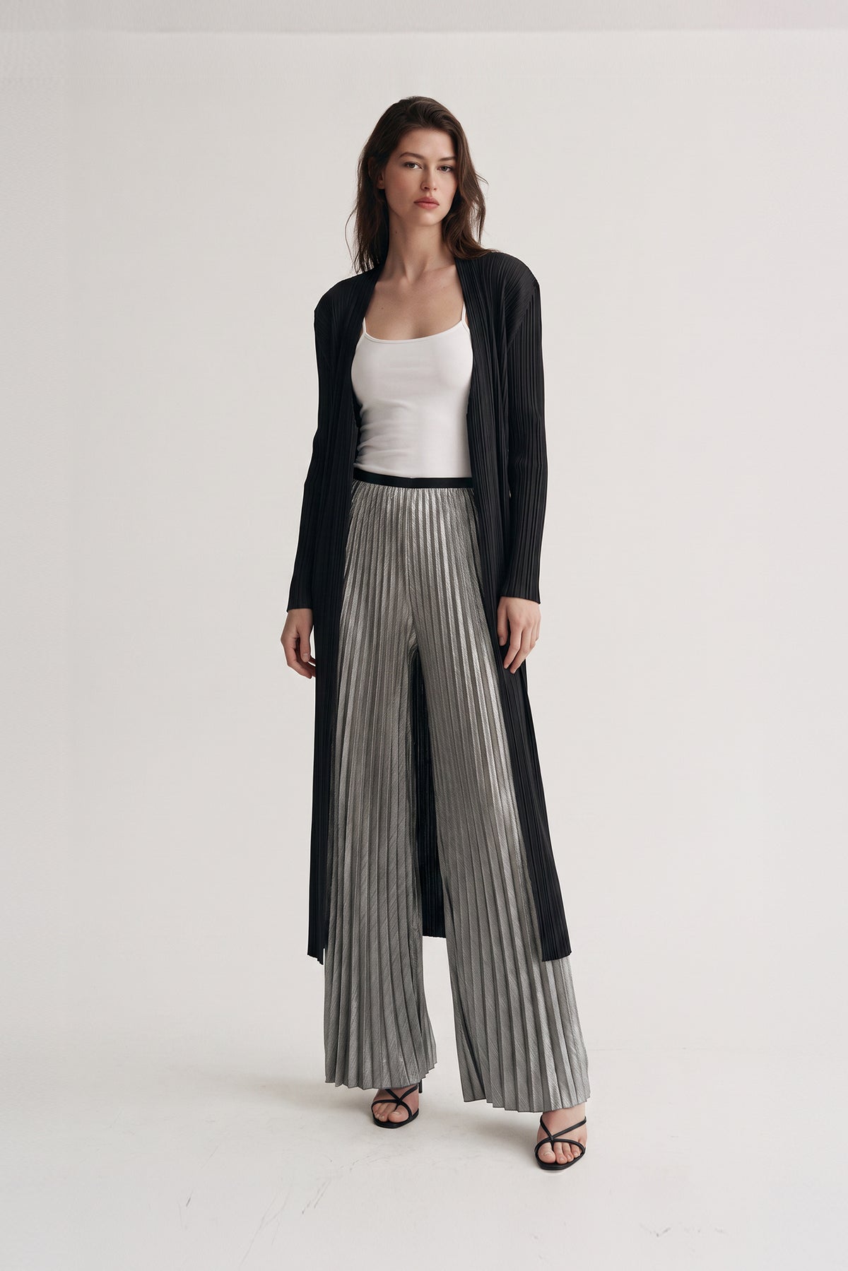 Charlotte Plissé Satin Long Duster