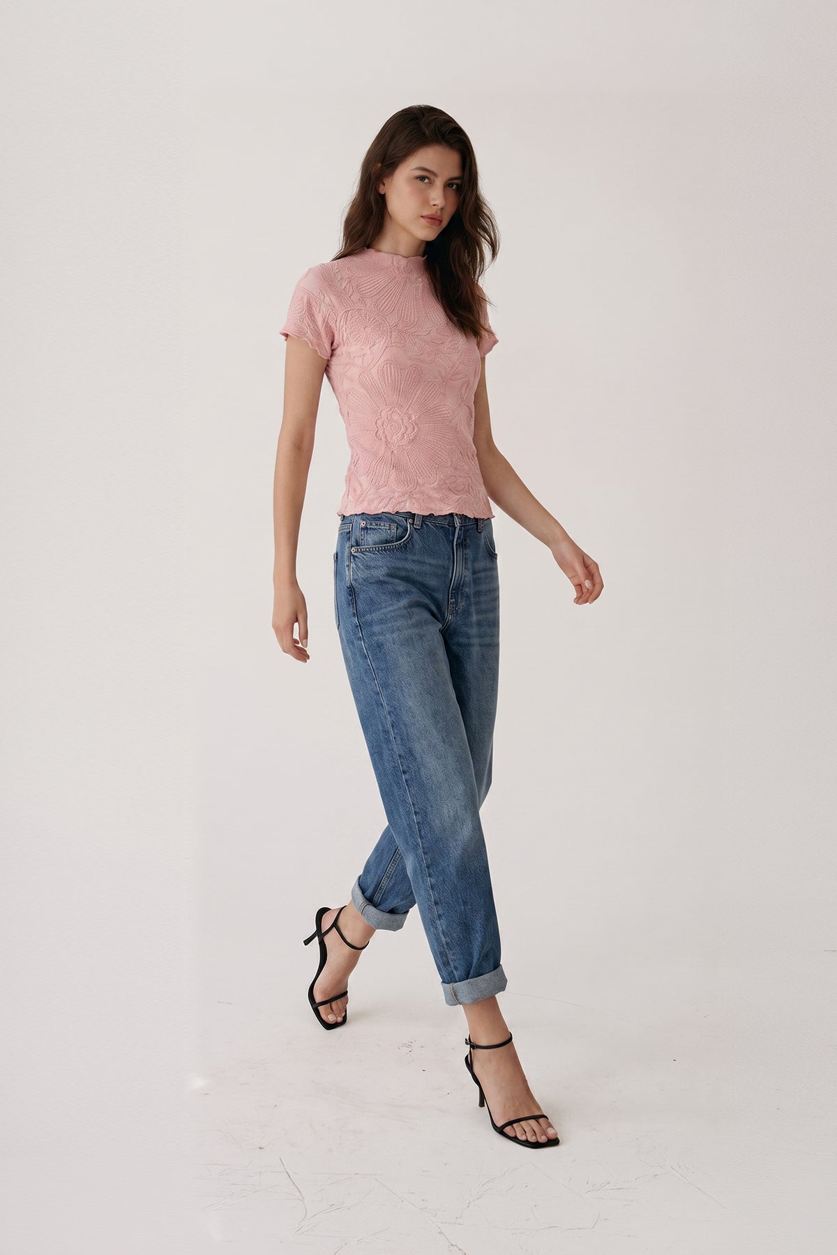 Jeremy Lettuce Edge Floral Jacquard Top
