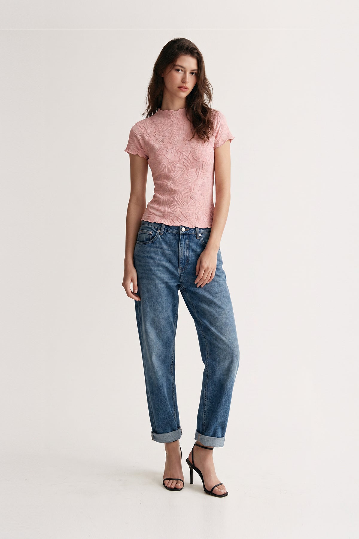 Jeremy Lettuce Edge Floral Jacquard Top
