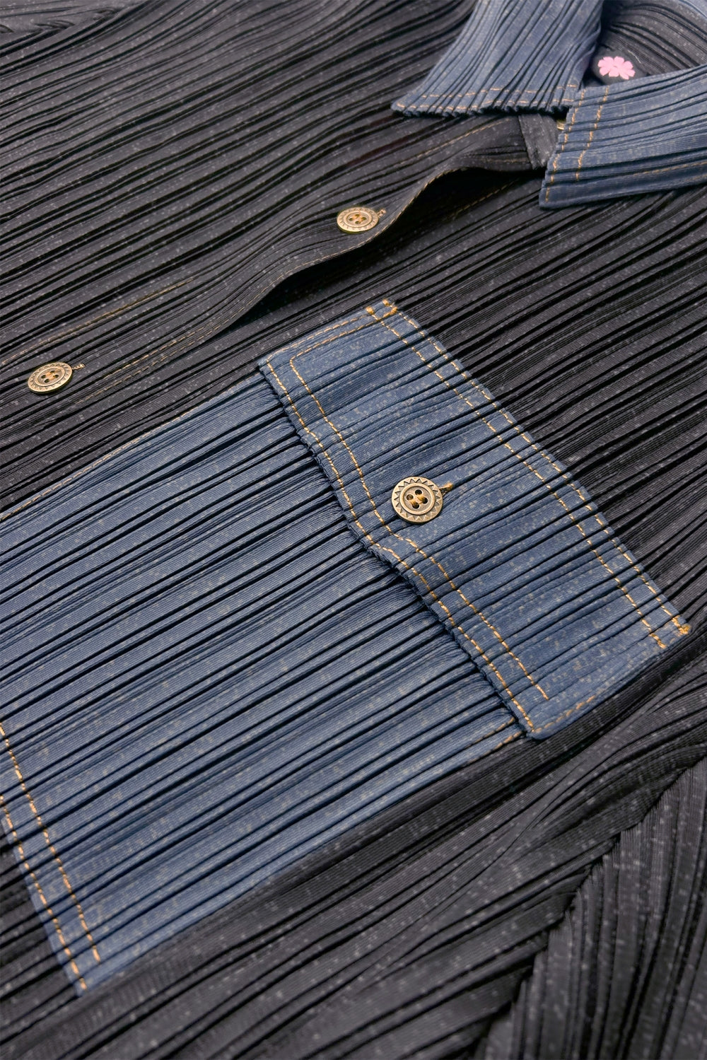 Camille Contrast Denim Pleated Shirt