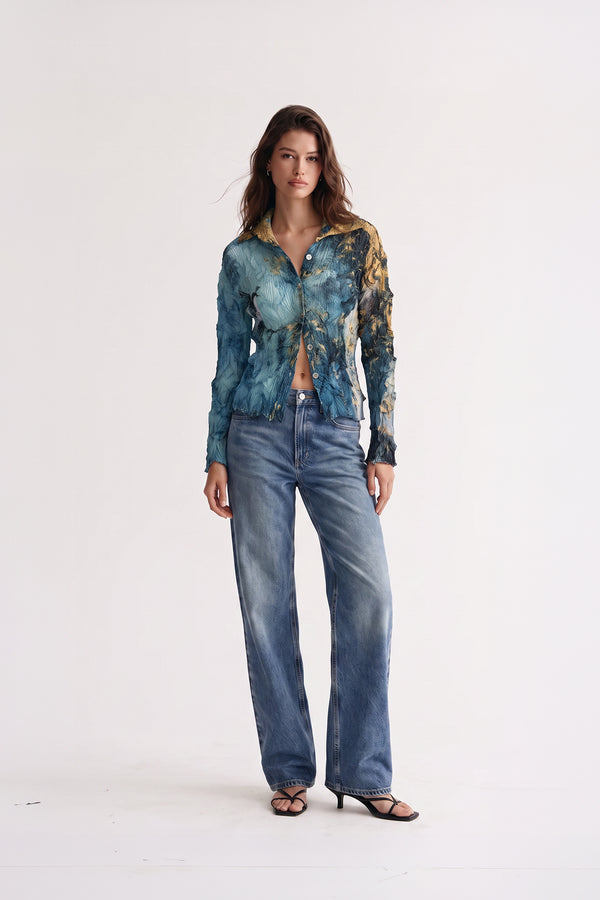 Amara Abstract Print Top