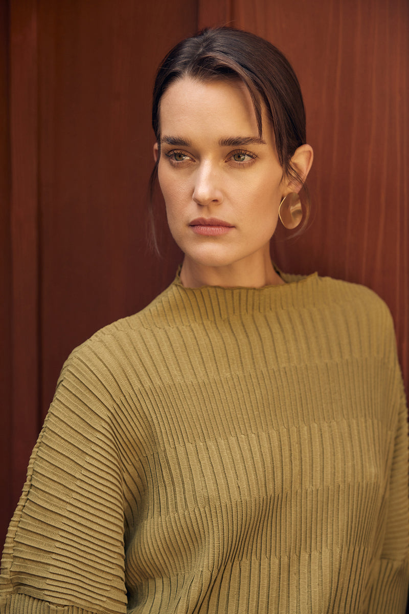 (Back In Stock)Iris Lettuce Edge Stripe Jacquard Top