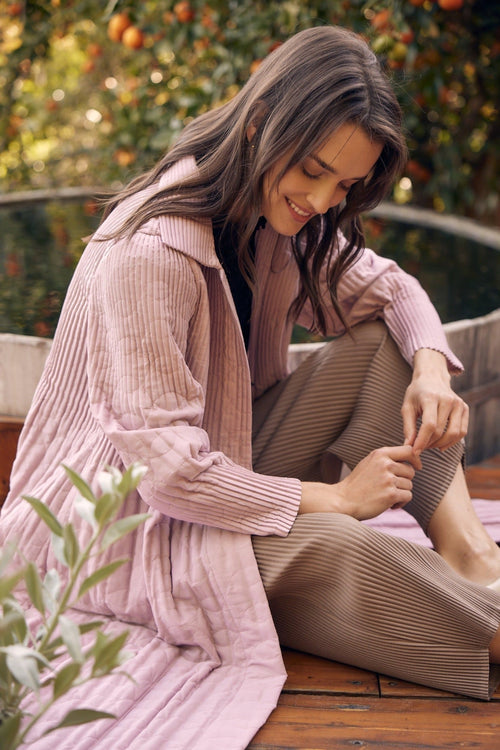 Julia Pin Tuck Double Knit Plissé Casual Pant