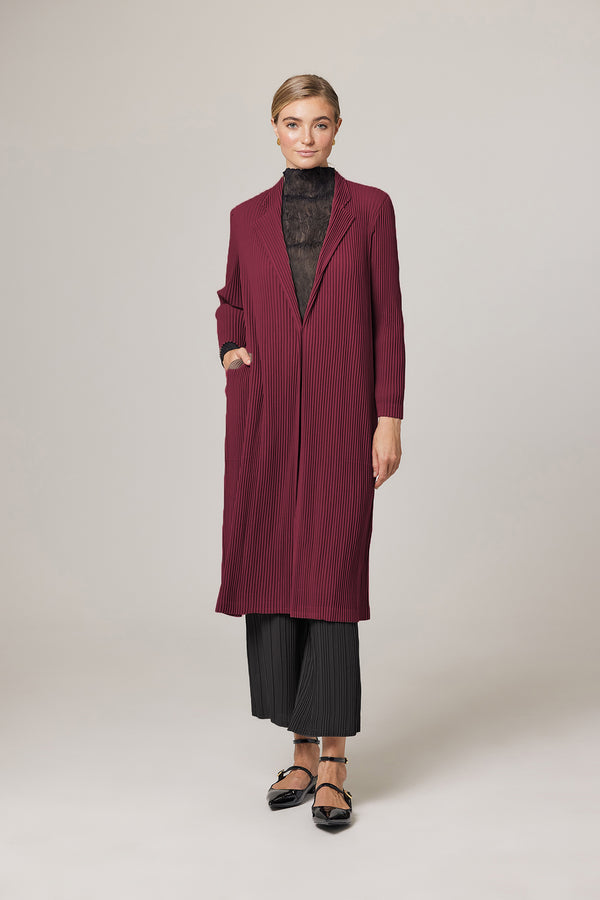 Ella Double Knit Plissé Blazer Trench