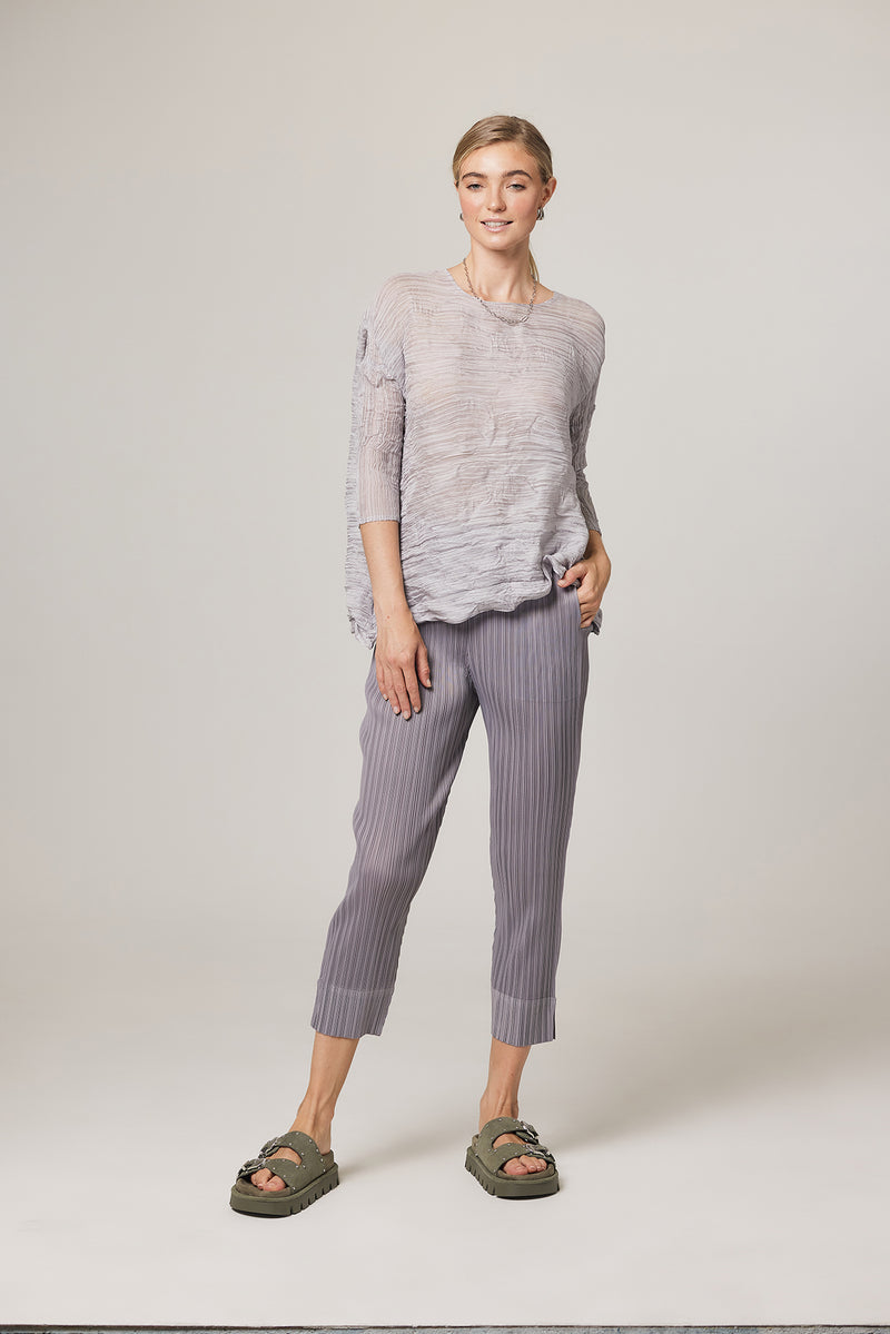 Natalia Plissé Satin Tapered Crop Pant