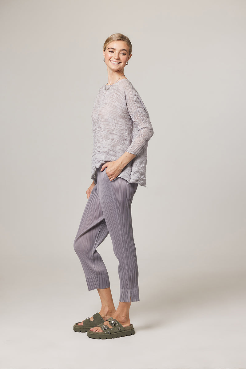 Natalia Plissé Satin Tapered Crop Pant