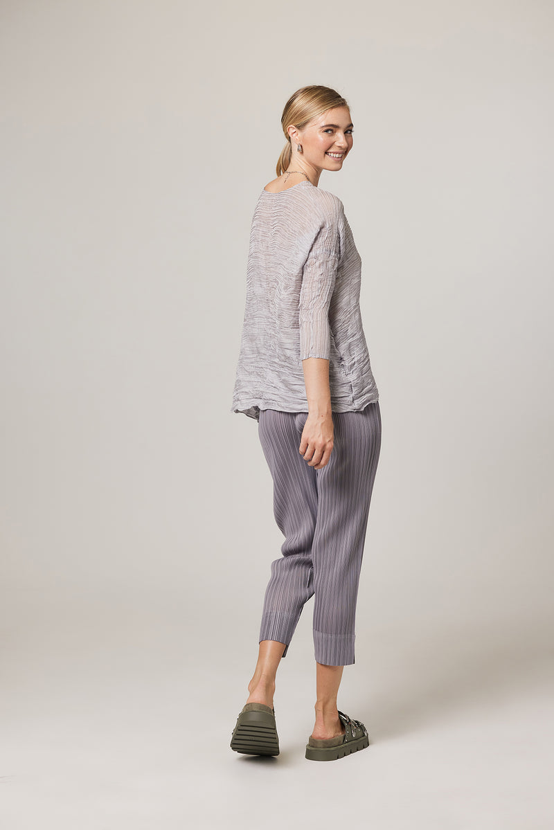 Natalia Plissé Satin Tapered Crop Pant