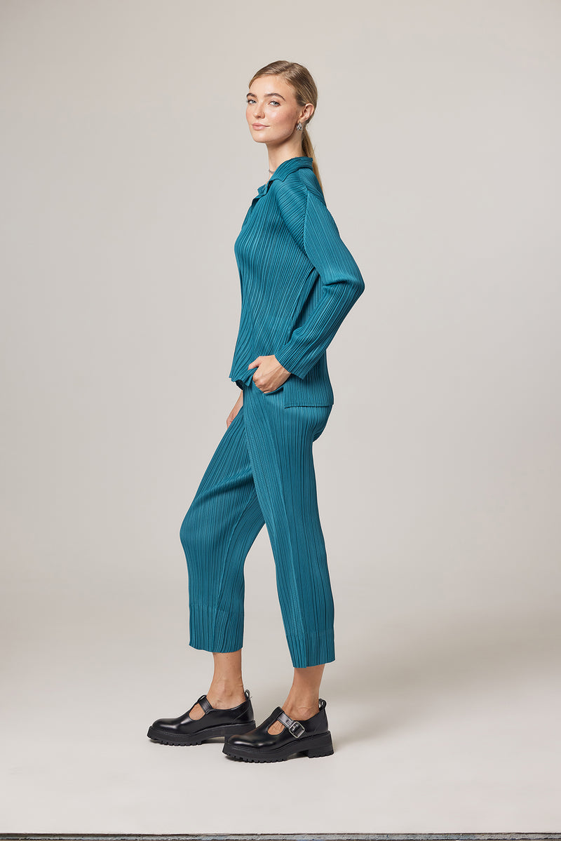 London Essential Plissé Satin Blouse