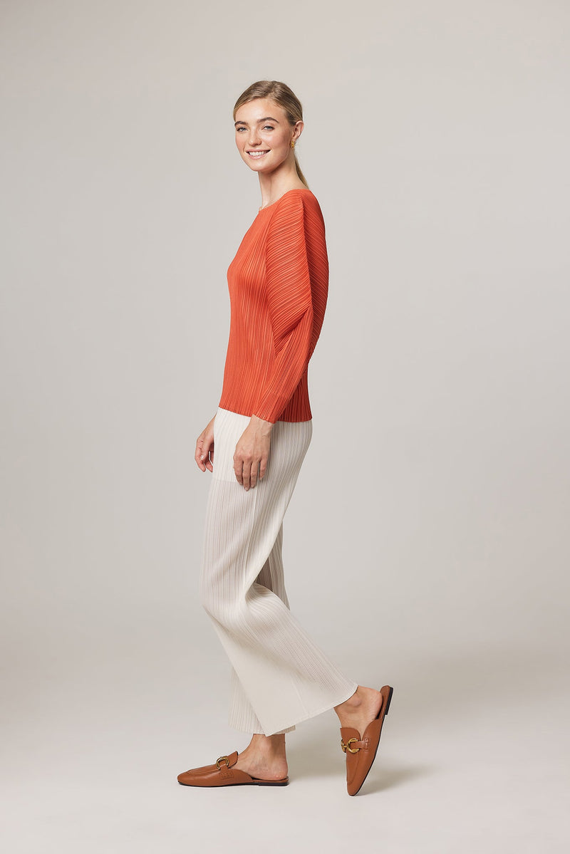 (Restocked) Abigail Curve Sleeves Plissé Satin Top