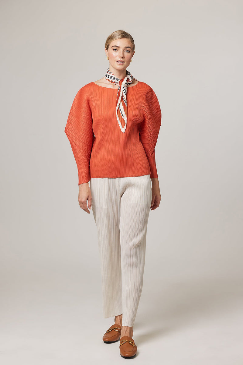 (Restocked) Abigail Curve Sleeves Plissé Satin Top