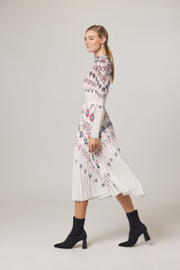 Noelle Fair-Isle Print Pleated Skirt