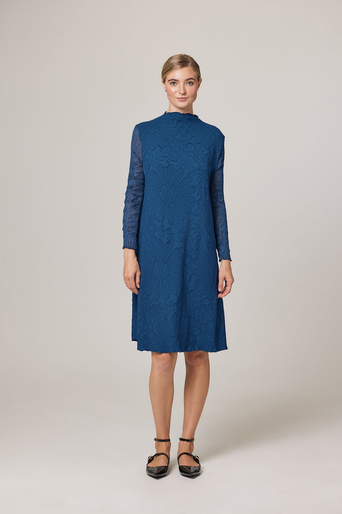 Nicole Lettuce Edge Floral Jacquard Dress