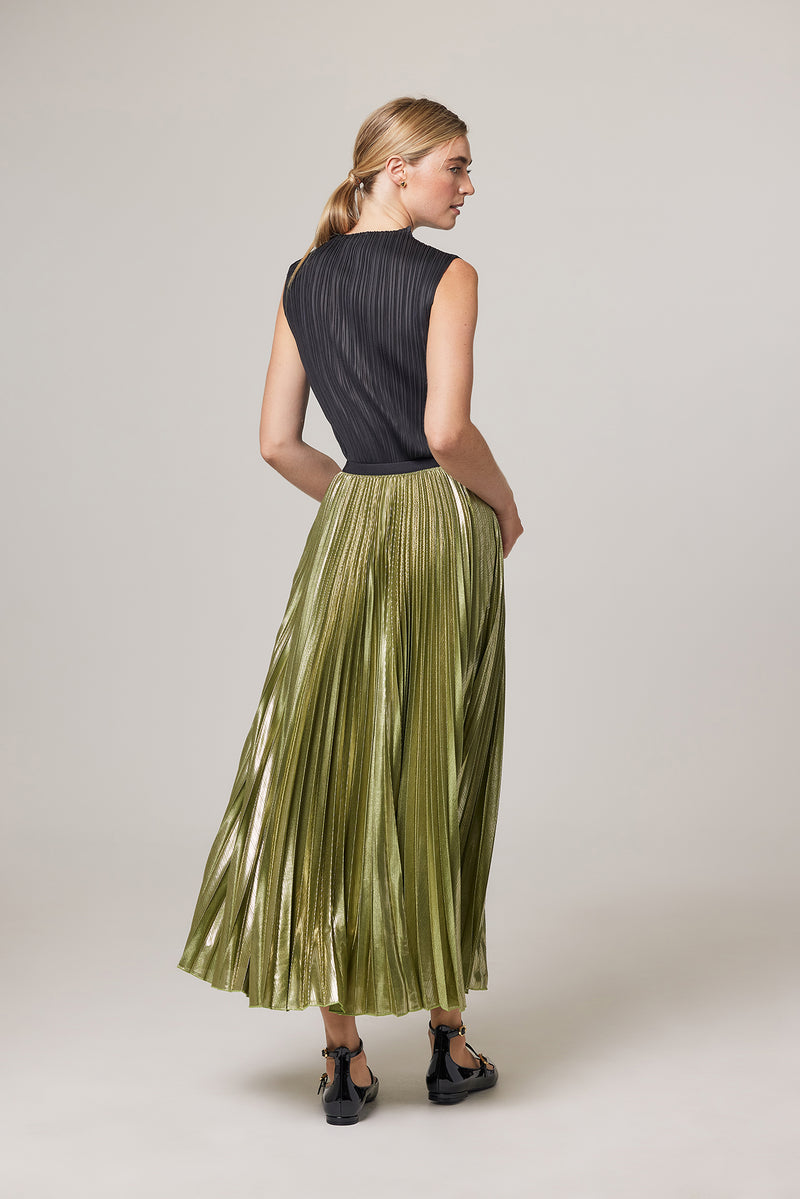 Esther Metallic Accordion Pleated Skirt