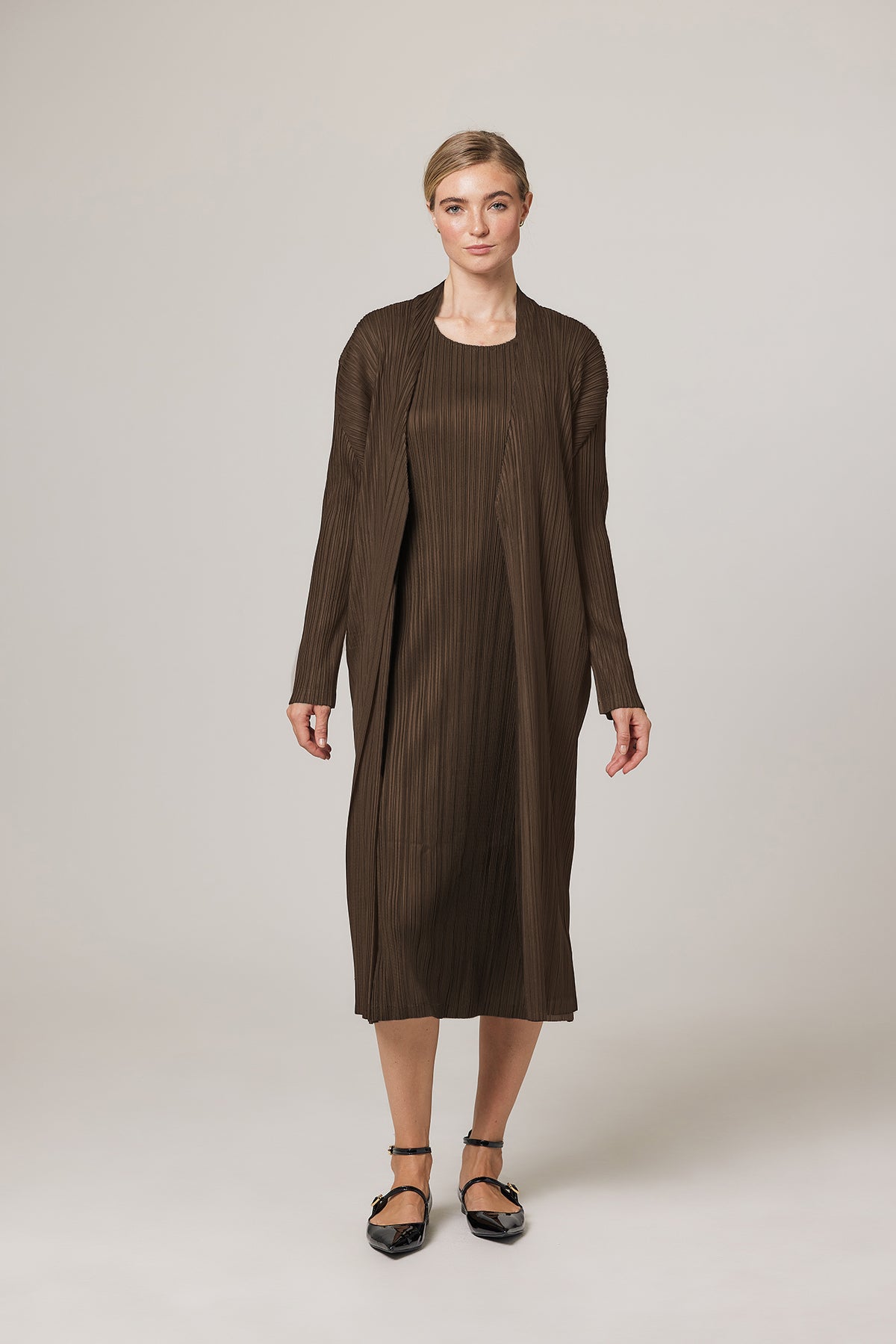 Charlotte Plissé Satin Long Duster