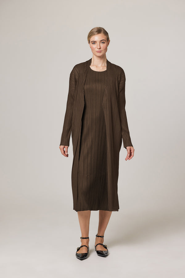 Charlotte Plissé Satin Long Duster