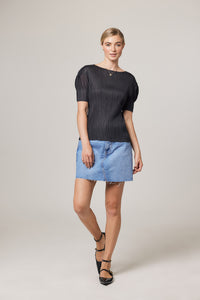 Annie Puff Sleeve Plissé Top