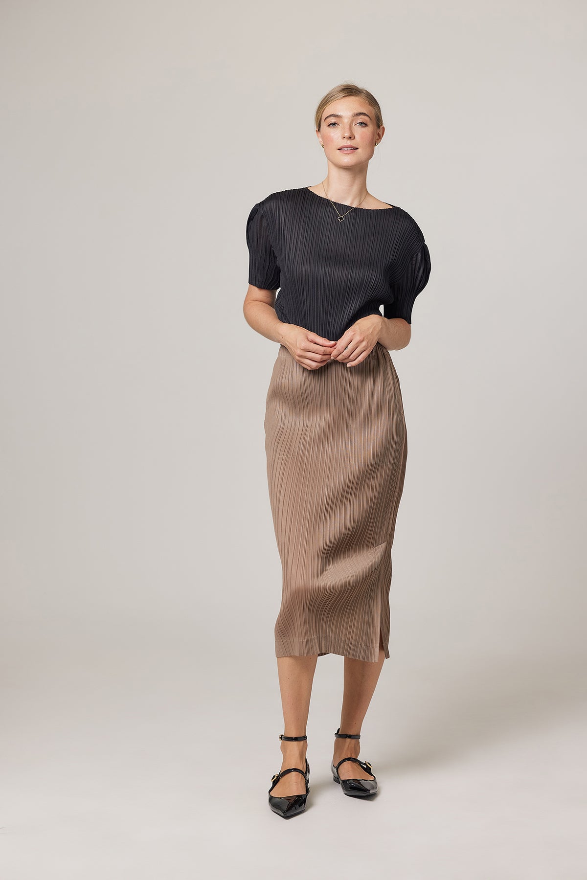 Madison Plissé Side Slit Skirt