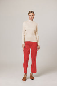 Harper Mockneck Long Sleeve Plissé Satin Top