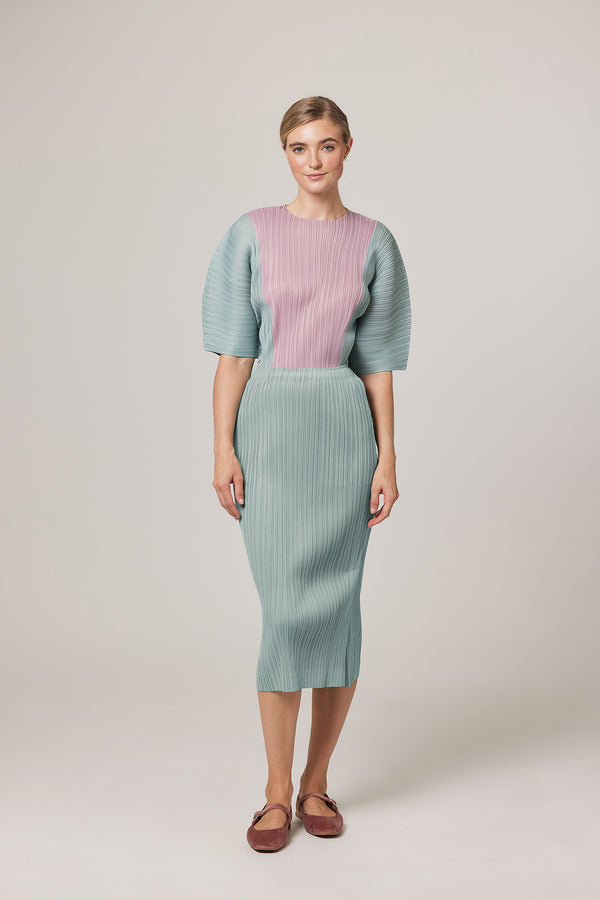 Isabella Plissé Satin Color-block Top