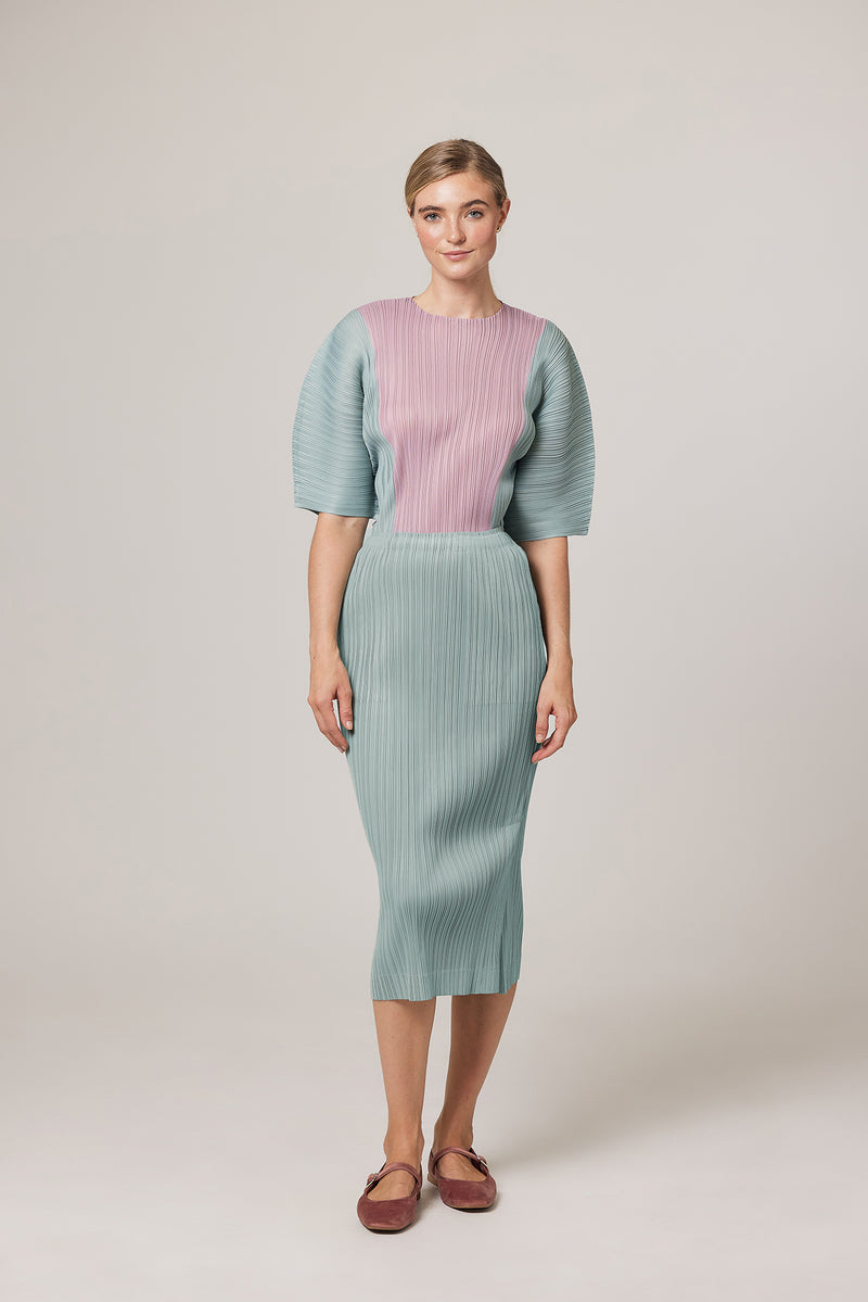 Isabella Plissé Satin Color-block Top