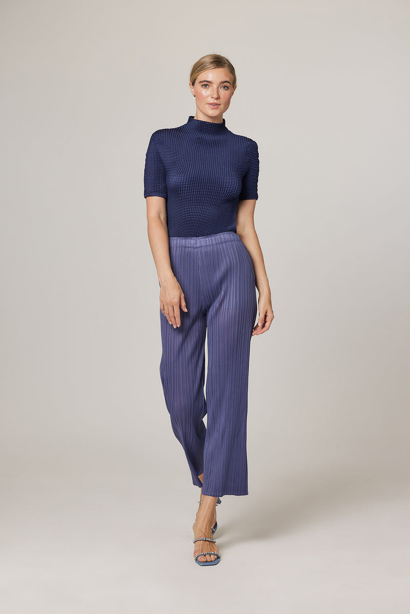Rachel Plissé Satin Pull-on Pant
