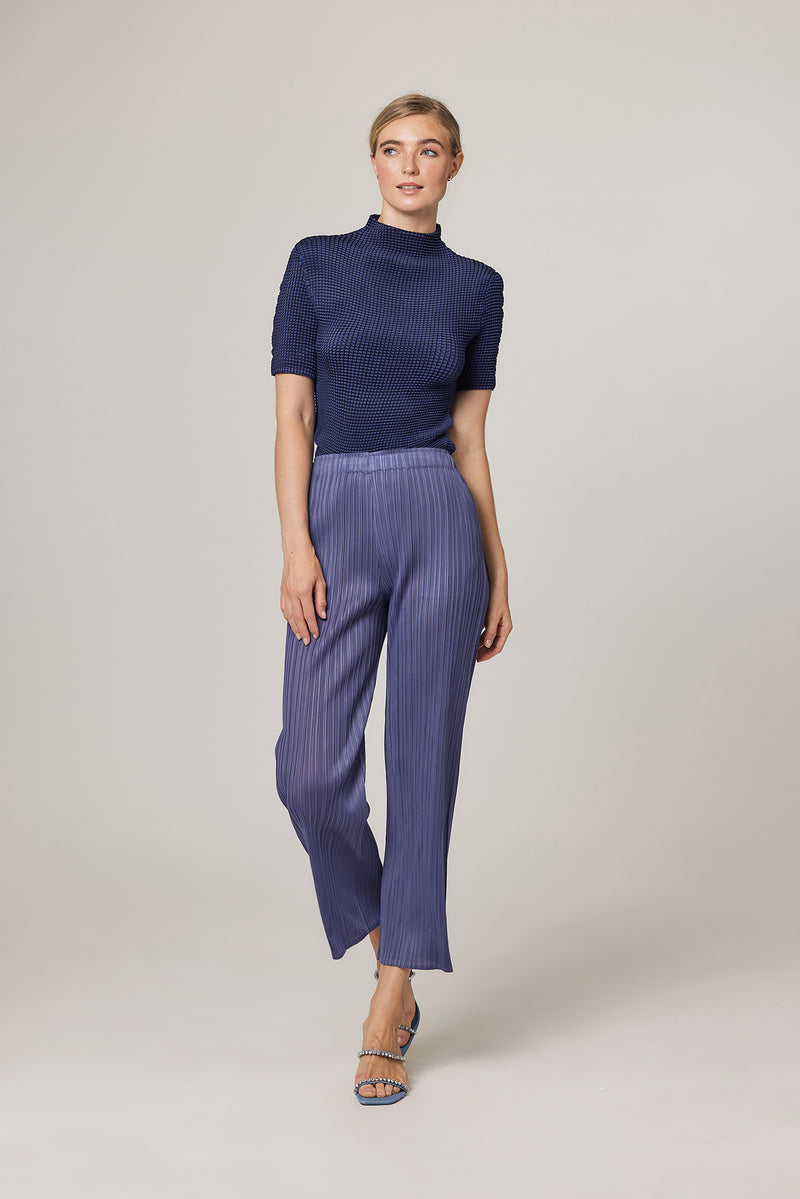 Rachel Plissé Satin Pull-on Pant