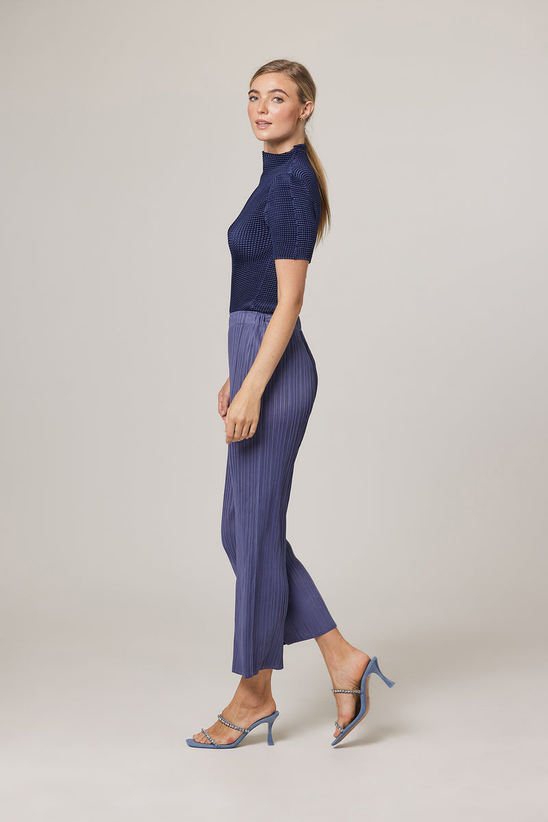 Rachel Plissé Satin Pull-on Pant