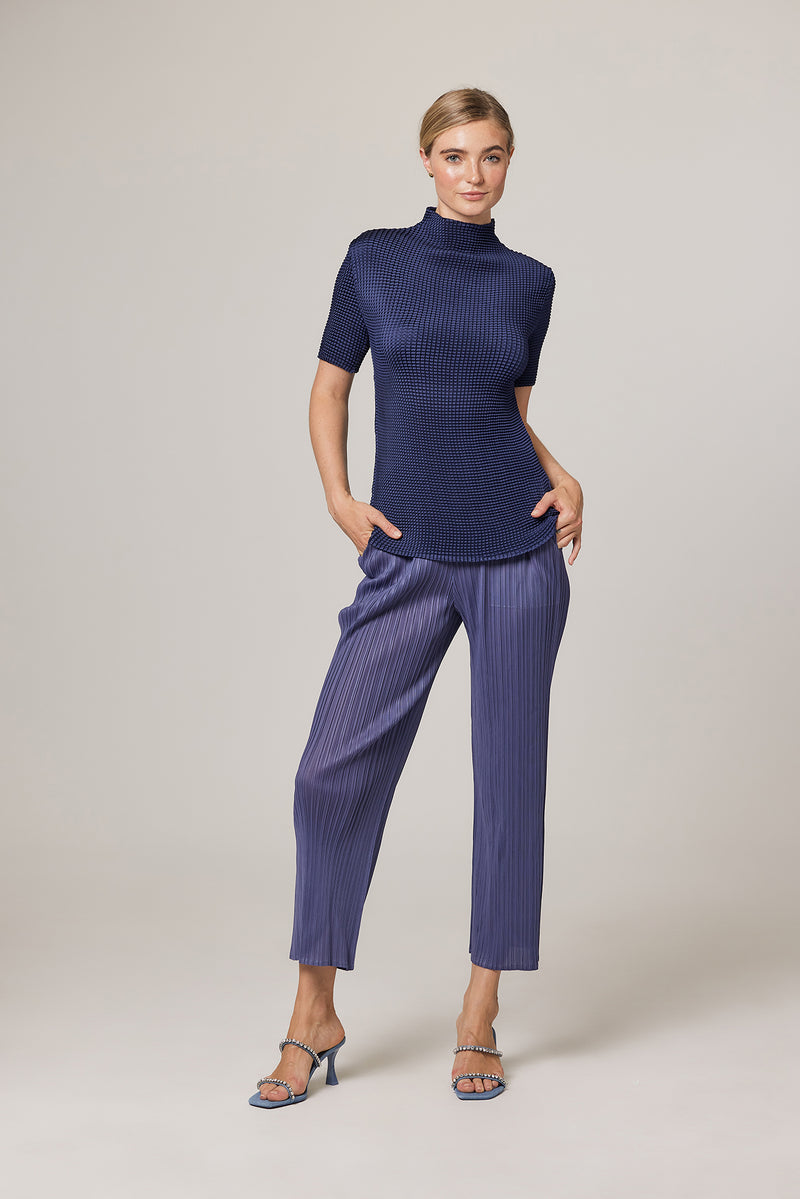 Rachel Plissé Satin Pull-on Pant