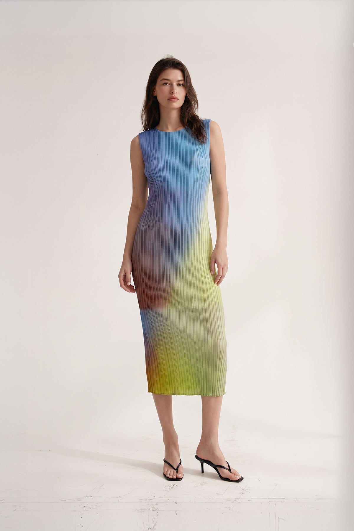 Lydia Prism Plissé Satin Dress
