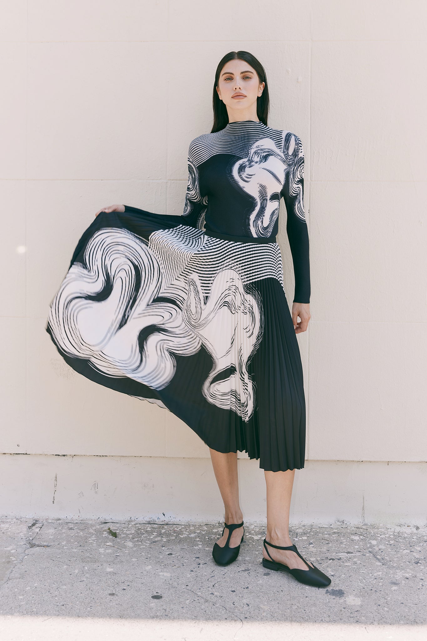 スカート painting sheer pleated skirt Diana Arabesque Pleated Skirt – Wild Cosmos