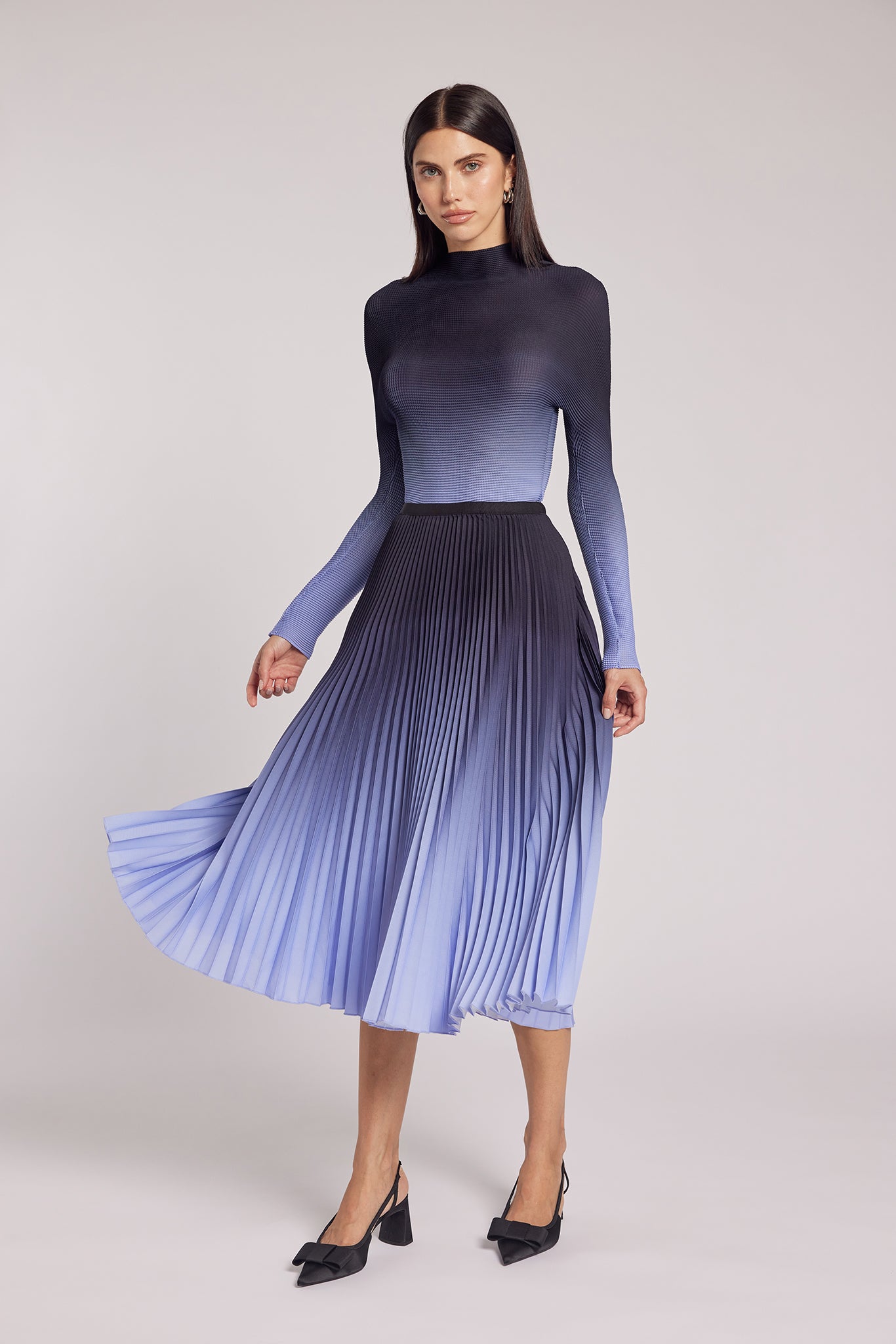 Long pleated ombre skirt hotsell