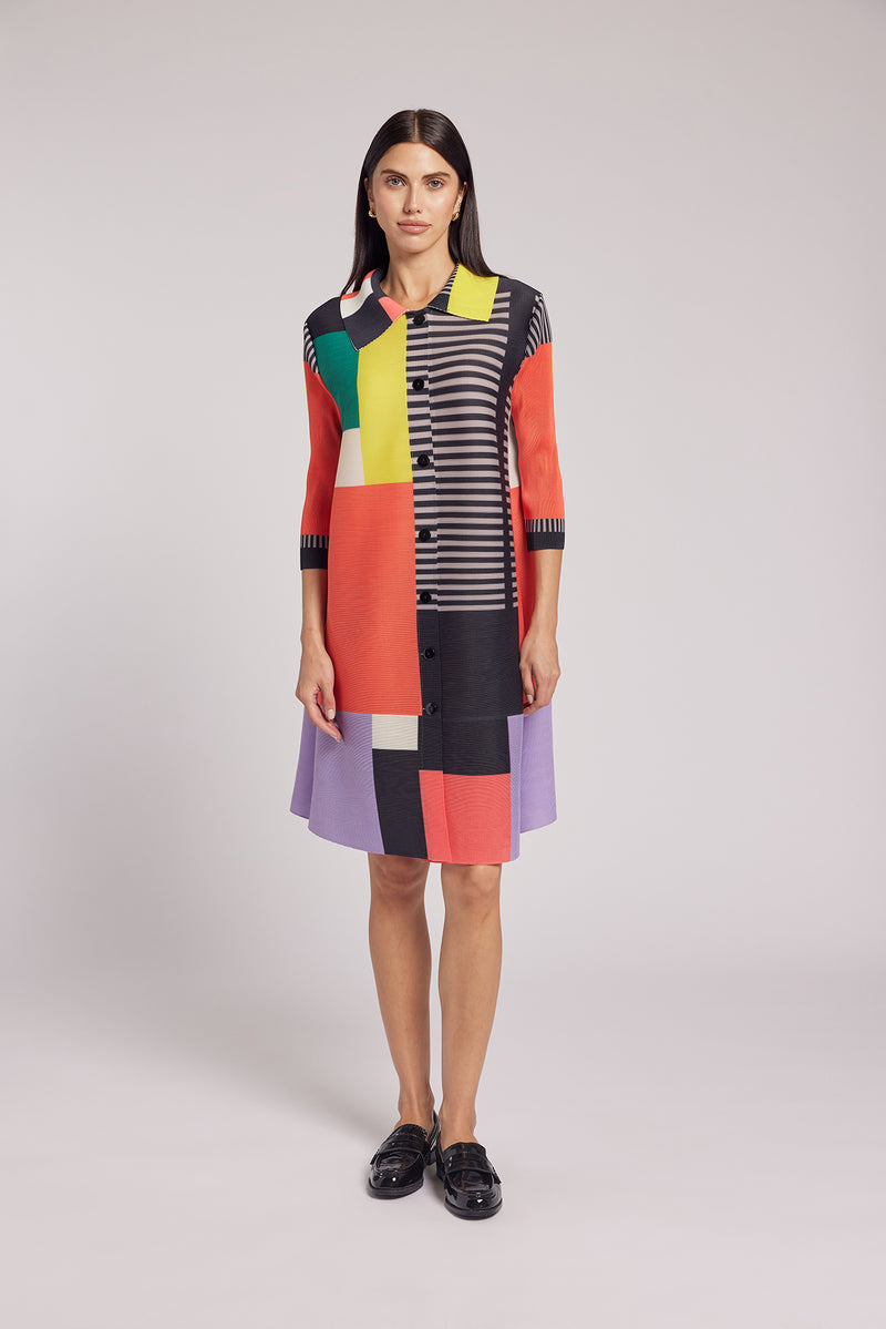 Freya Mondrian Crystal Pleated Dress/ Jacket