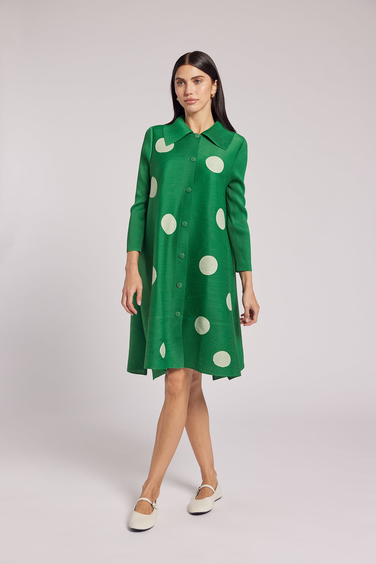 Mari Dot Crystal Pleated Dress/ Jacket