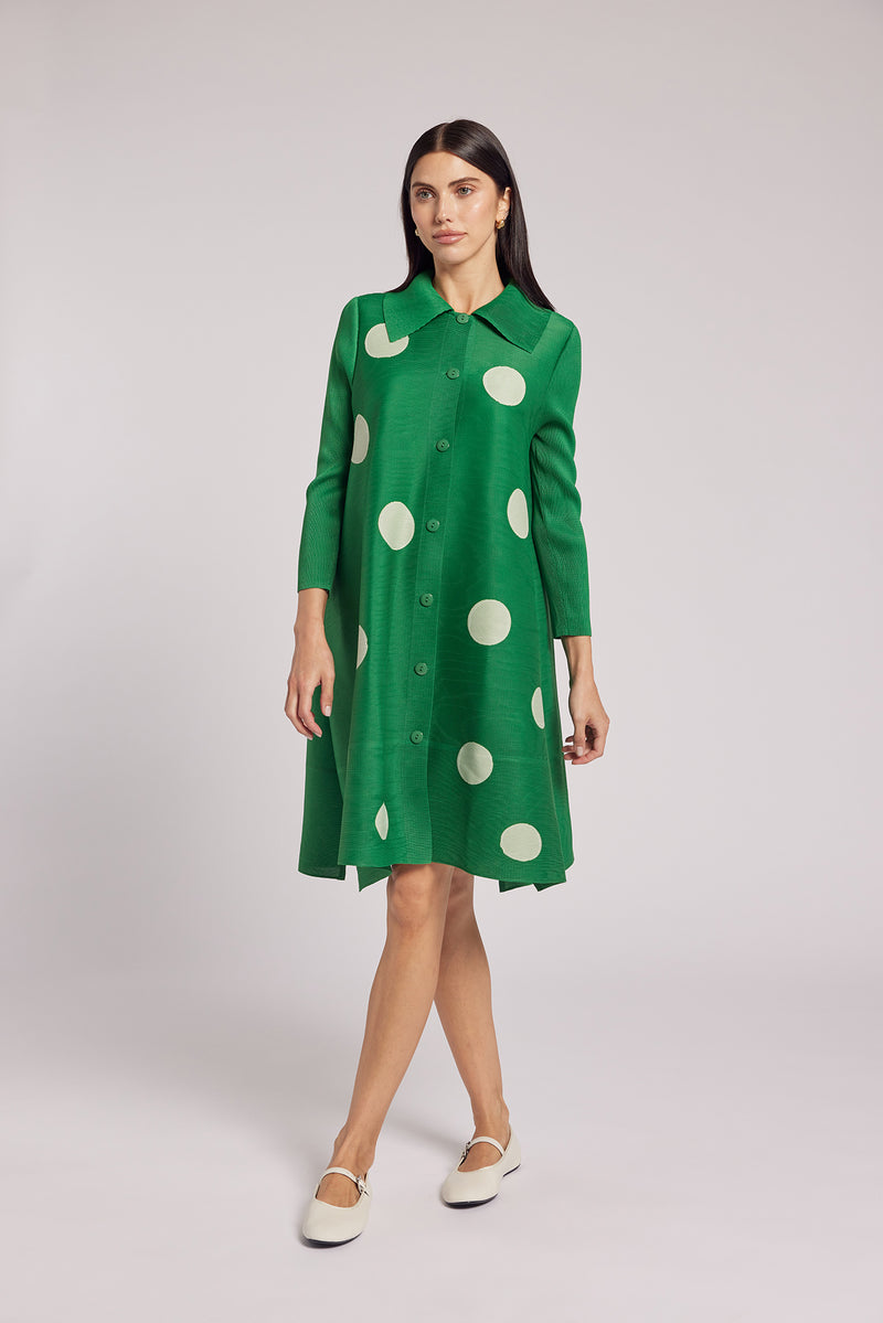 Mari Dot Crystal Pleated Dress/ Jacket