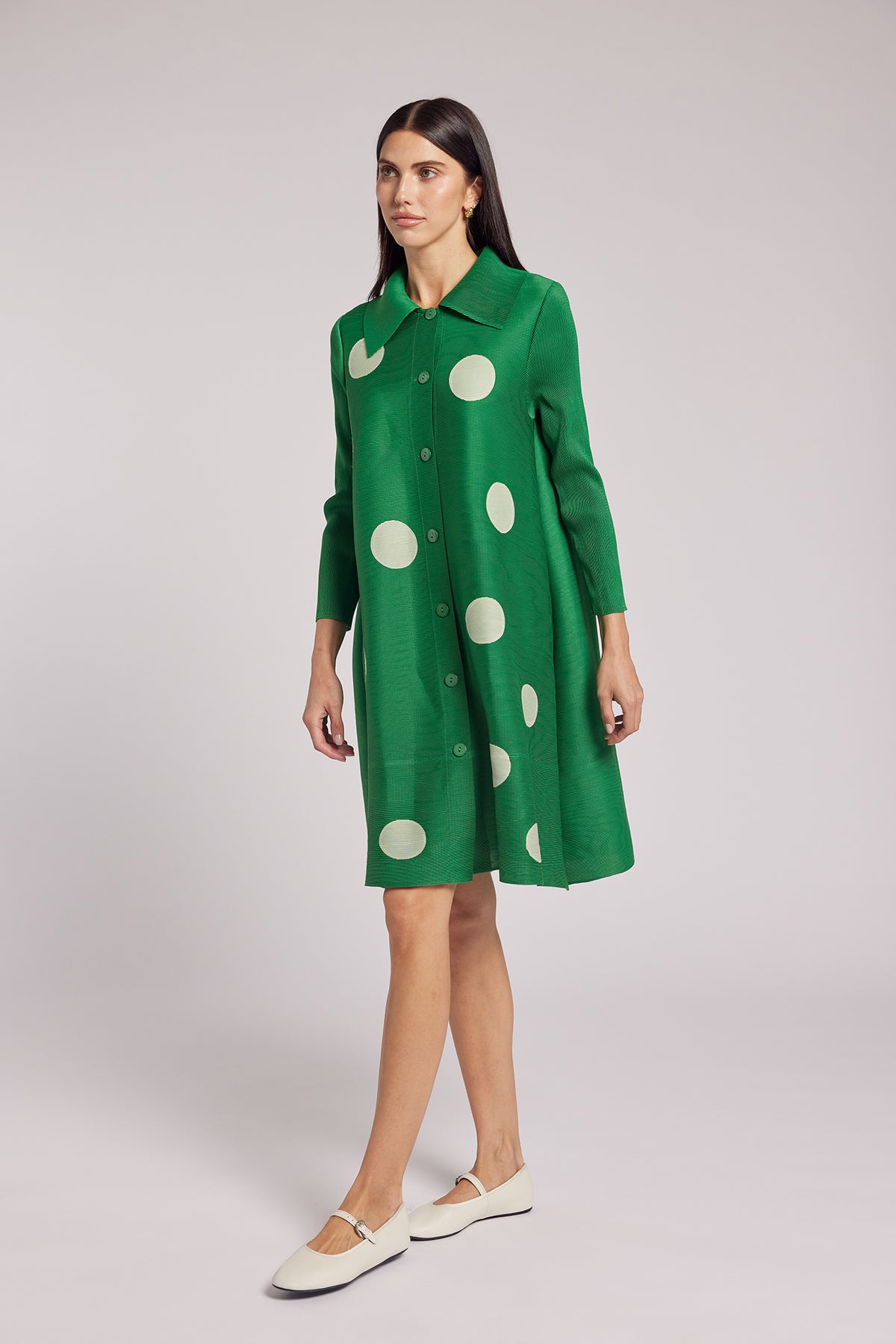 Mari Dot Crystal Pleated Dress/ Jacket