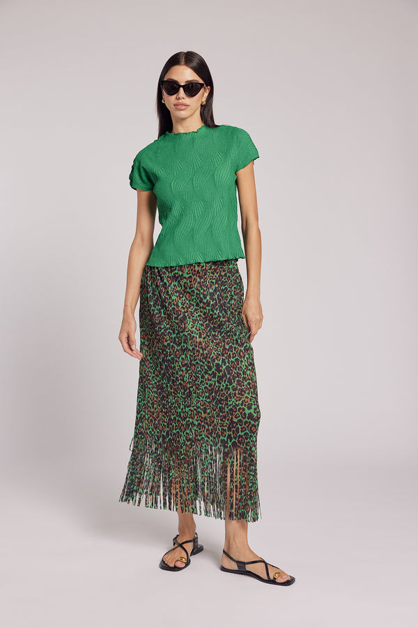 Jeremy Lettuce Edge Floral Jacquard Top - Jade